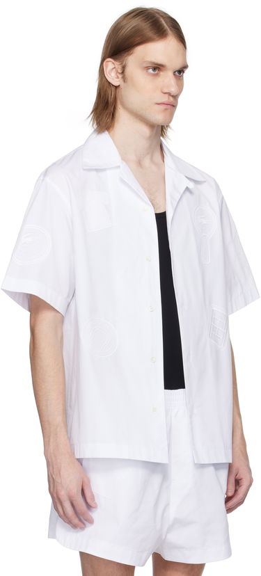 Риза Lacoste Lacoste Runway Relaxed Fit Badge Shirt Бяло | CH6843, 1
