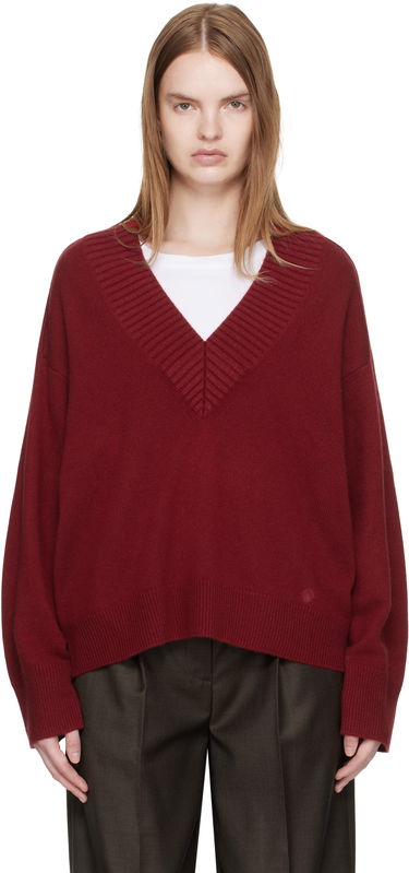 Пуловер Loulou de Saison Loulou de Saison Sage LDS Cashmere V-Neck Sweater Бургунди | SAGE LDS, 0