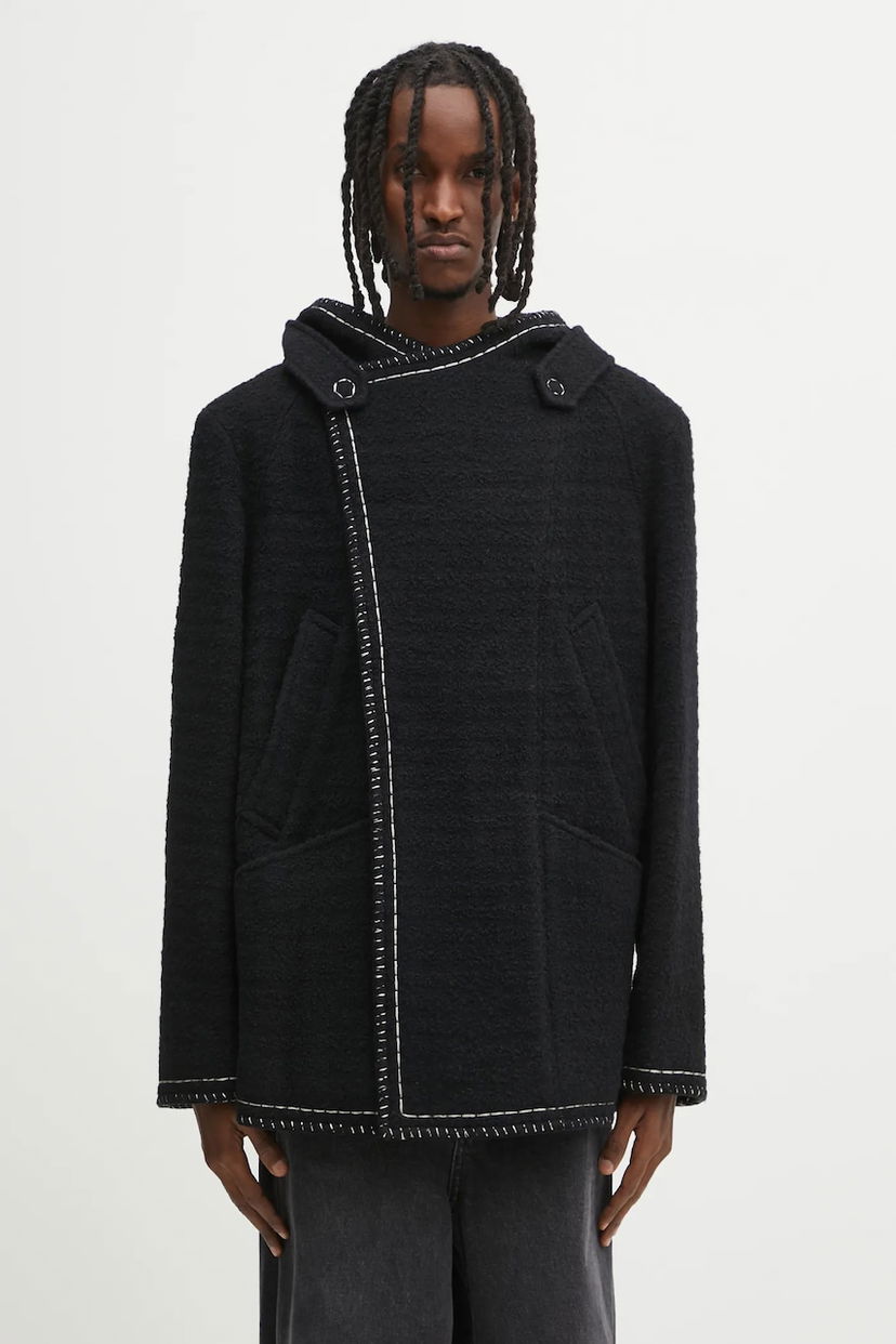 Палта ADER ERROR Wool Blend Hooded Coat with Contrast Stitching Черно | BO01FWCT0104BK
