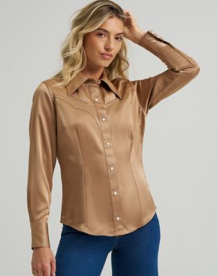 Риза Wrangler Lainey Wilson Satin Shirt XS Бежово | 112374961:XS, 1