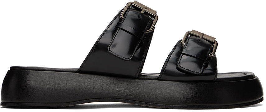 Кецове и обувки BY FAR BY FAR Wyatt Platform Sandals Черно | 23SSWYSBLSPN, 0