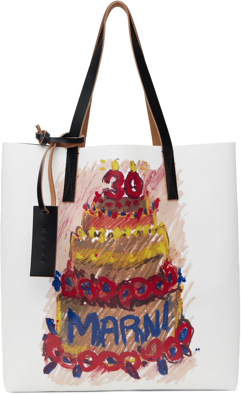 Голяма пазарска чанта Marni Two Tone Tribeca 30th Anniversary Tote Бяло | SHMPQ10A15 P8089