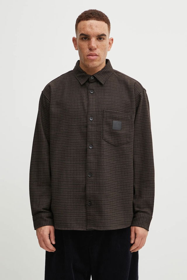 Lowis L/S Relaxed Wool Blend Houndstooth Shirt