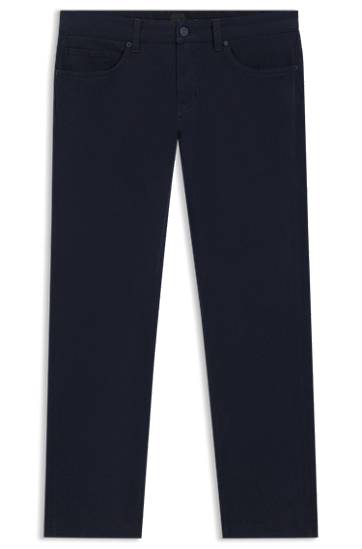 Панталони BOSS Delaware Slim-Fit Stretch-Cotton Twill Trousers Тъмно синьо | 50543883