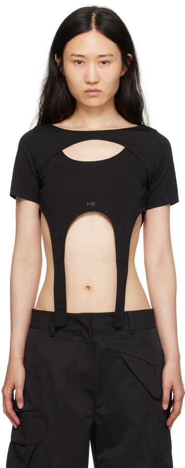 Съкратен топ HELIOT EMIL Harness Cutout T-Shirt Черно | HE_W_13_042_BLK01, 0