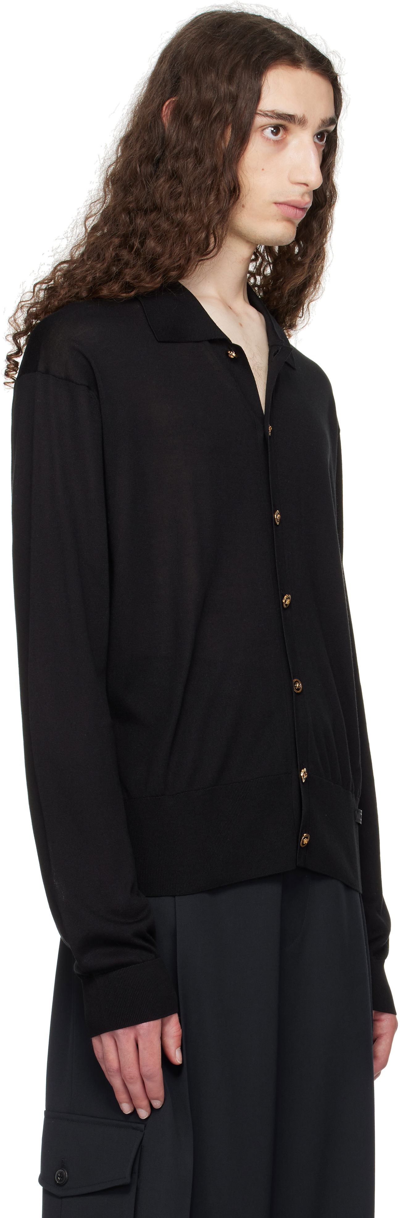 Пуловер Versace Versace Knit Silk Cardigan Черно | 1020281_1A12273, 1