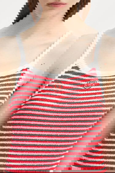 Pокля Sporty & Rich Sporty & Rich Serif Logo Striped Terry Tank Dress Червено | TO083602300ST67, 3