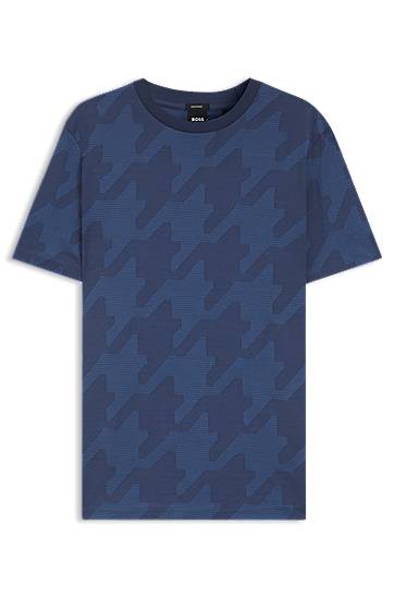 Тениска BOSS Houndstooth Jacquard T-Shirt Синьо | 50518869, 0