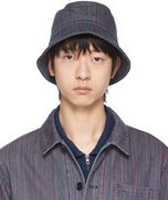 YMC Upcycled Stripe Denim Bucket Hat