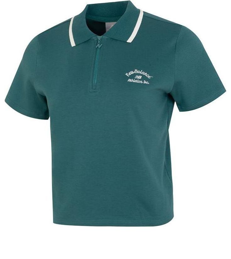 Поло тениска New Balance Athletics Half Zip Polo Shirt Зелено | NFE22442-EMD, 0