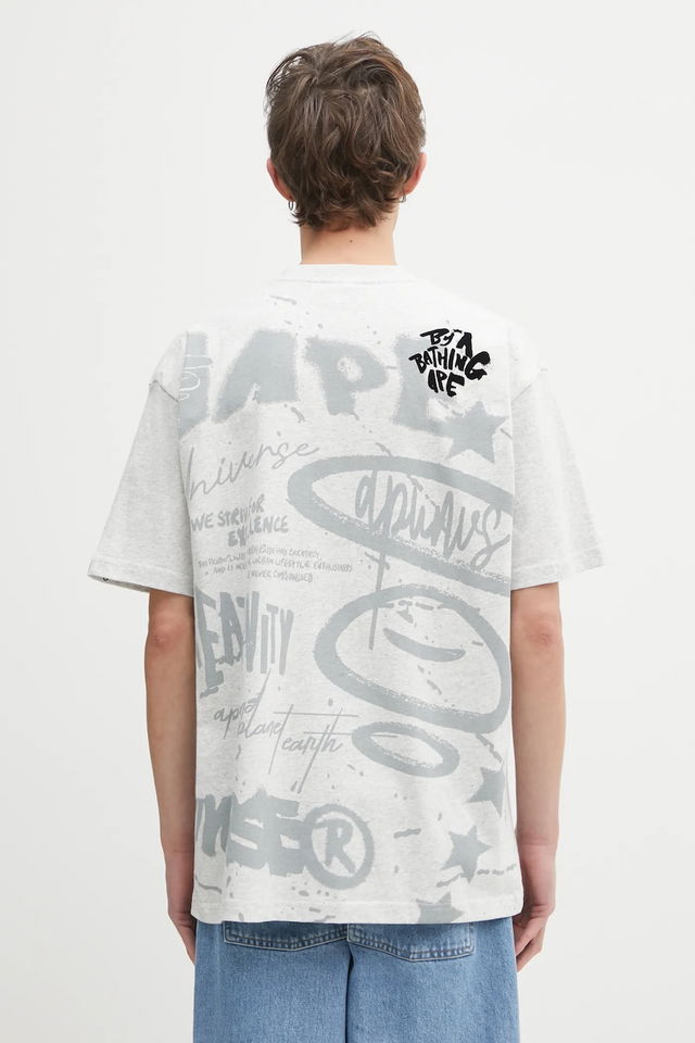All-Over Graffiti Print Short Sleeve T-shirt Theme Main