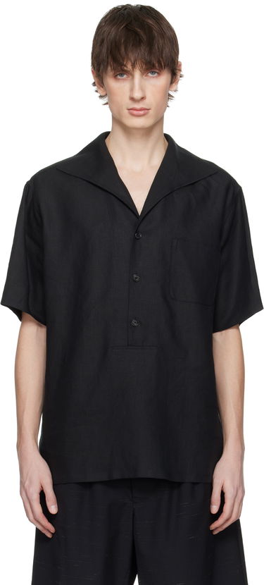 Риза Dolce & Gabbana Dolce&Gabbana Three-Button Short-Sleeved Linen Shirt Черно | G5NE3TFU4JB, 0