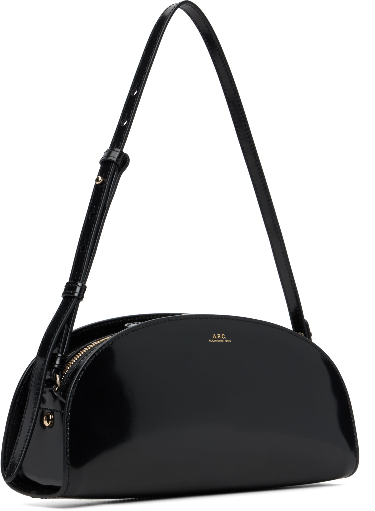 Чанта през рамо A.P.C. Demi-Lune Polished Leather Shoulder Bag Черно | PXCBT-F61997, 1