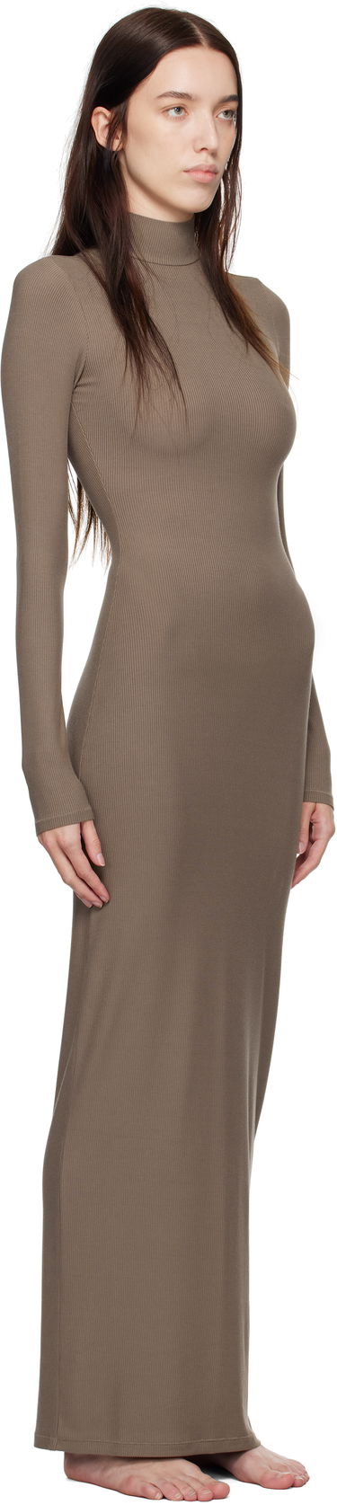 Pокля SKIMS Soft Lounge Turtleneck Maxi Dress Черно | DS-DRS-6331W, 4