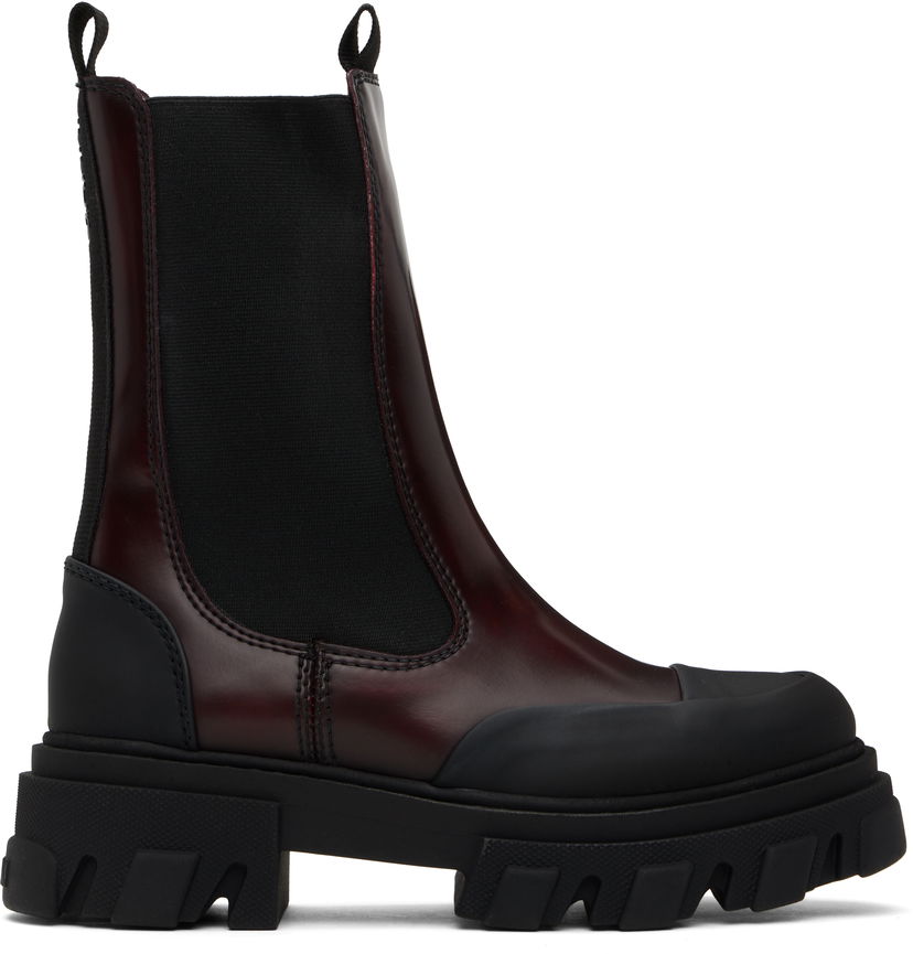 Облекло GANNI GANNI Cleated Mid Chelsea Boots Бургунди | S2897