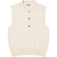 Пуловер GANNI Cashmere Mix Sleeveless Polo Vest Бежово | K2131-354, 1