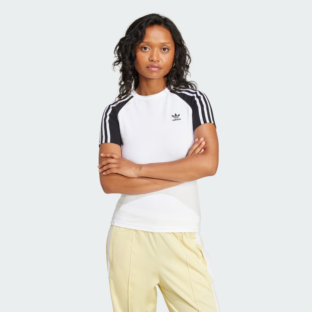Тениска adidas Performance 3-Stripes Raglan Slim T-Shirt Бяло | JD0834, 0