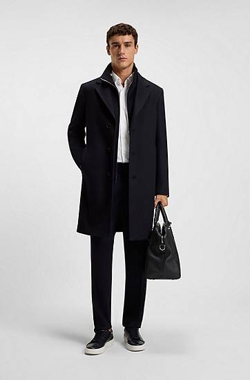 Палта BOSS Regular-fit wool-cashmere coat with detachable inner vest Тъмно синьо | 50551085, 1