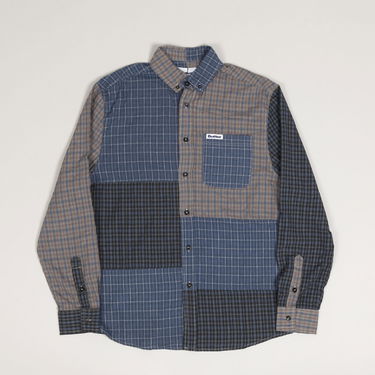 Риза Butter Goods Butter Goods Patchwork Plaid Shirt Синьо | butter-gooods-patchwork-plaid-ls-shirt-overdye-navy, 1