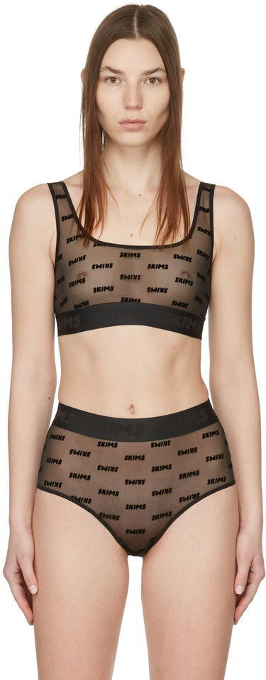 Сутиен SKIMS After Hours Logo-Jacquard Mesh Bra Черно | BR-SCN-1312, 0