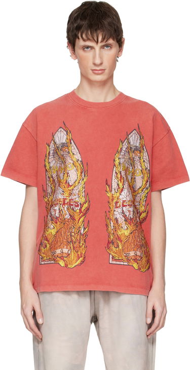 Тениска Who Decides War Rhinestone Flame Glass T-shirt Червено | 1110520003FW25, 0
