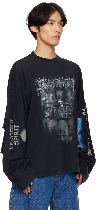 Тениска VETEMENTS Vetements Cradle of Filth 'Spirit' Cut-Up Longsleeve T-Shirt Черно | UCF76LS680M, 1