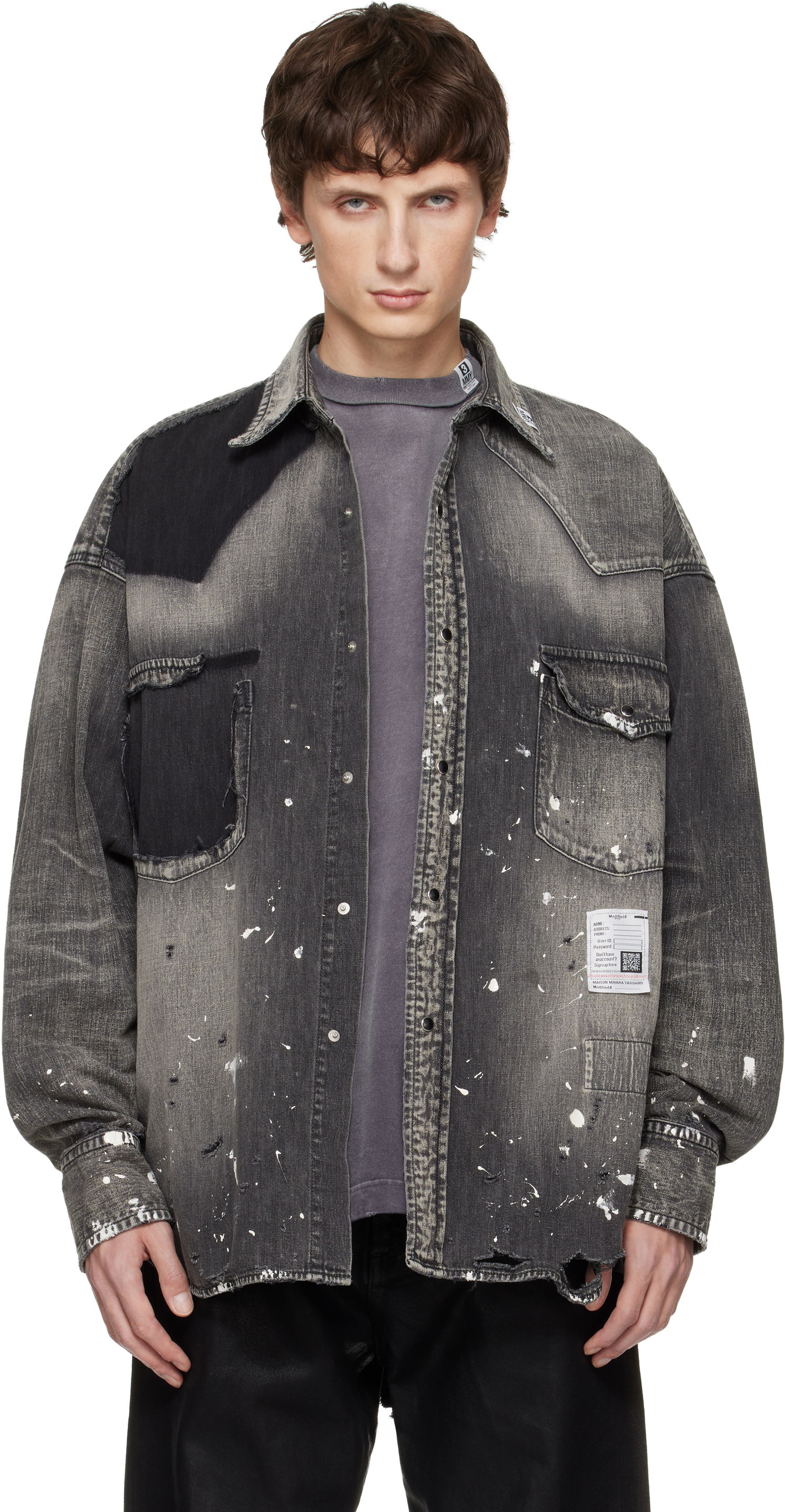Риза Maison MIHARA YASUHIRO Distressed Denim Shirt Сиво | J15SH125, 0