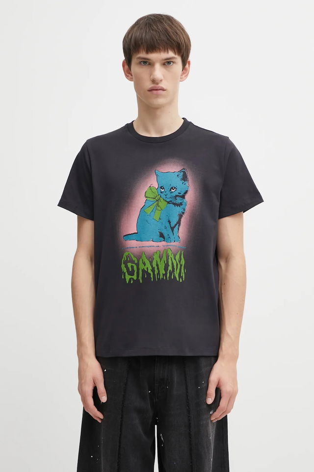 Basic Cotton Jersey Neon Kitty T-shirt