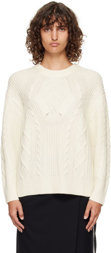 Пуловер Loulou de Saison Loulou de Saison Silva Cable Knit Sweater Бяло | SILVA, 0