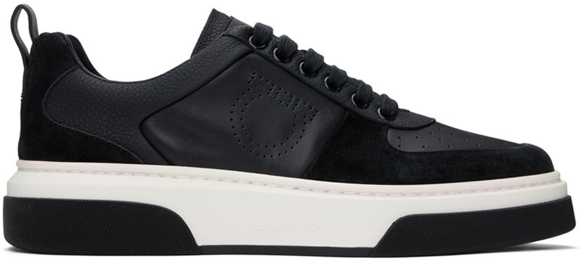 Облекло FERRAGAMO Ferragamo Black Leather Sneakers Черно | 760590