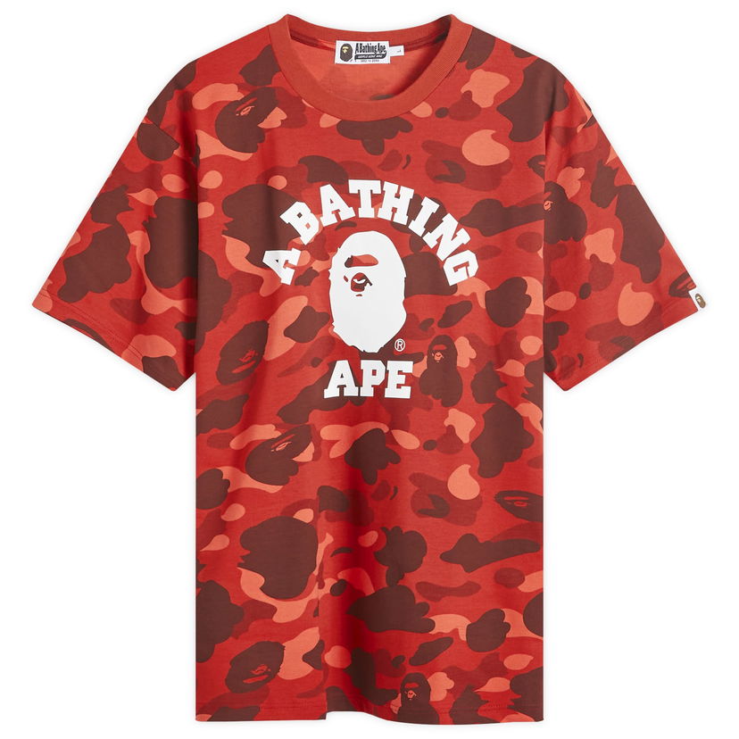 Тениска BAPE A Bathing Ape Colour Camo College T-Shirt Червено | 001CSK301002M-RED