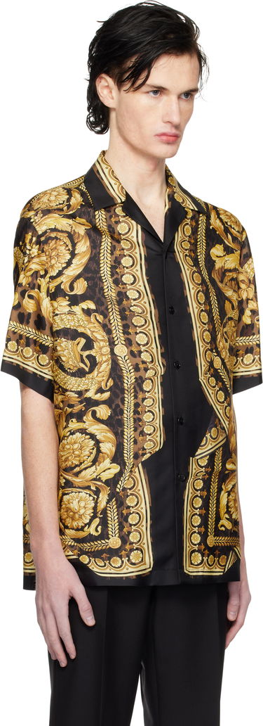 Риза Versace Black & Gold Wild Illusion Silk Shirt Черно | 1003926_1A11896, 1