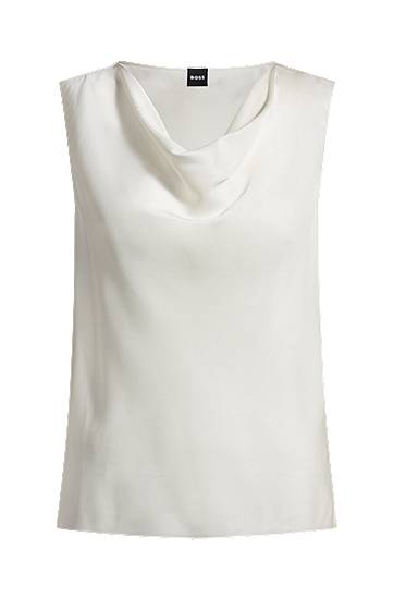 Потник BOSS Stretch Silk Cowl Neck Sleeveless Blouse Бяло | 50537652, 0