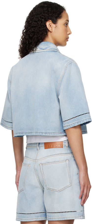 Риза MSGM MSGM Cropped Denim Shirt Синьо | 3841MDE232X 257271, 2