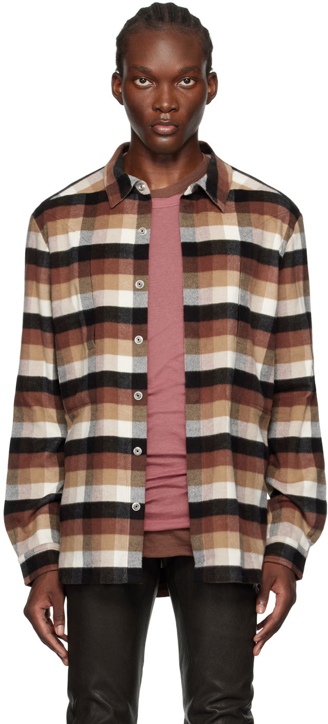 Риза Rick Owens Plaid Overshirt Кафяво | RU02D6237 CP