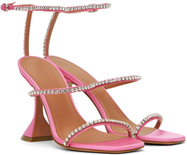 Грижа за обувките Amina Muaddi Amina Muaddi Gilda Crystal-Embellished Heeled Sandals Розово | GILDA SANDAL CL SATIN, 3