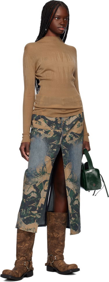Пуловер Feng Chen Wang Feng Chen Wang Transparent Ribbed Knit Sweater Кафяво | FUS19KT03, 3