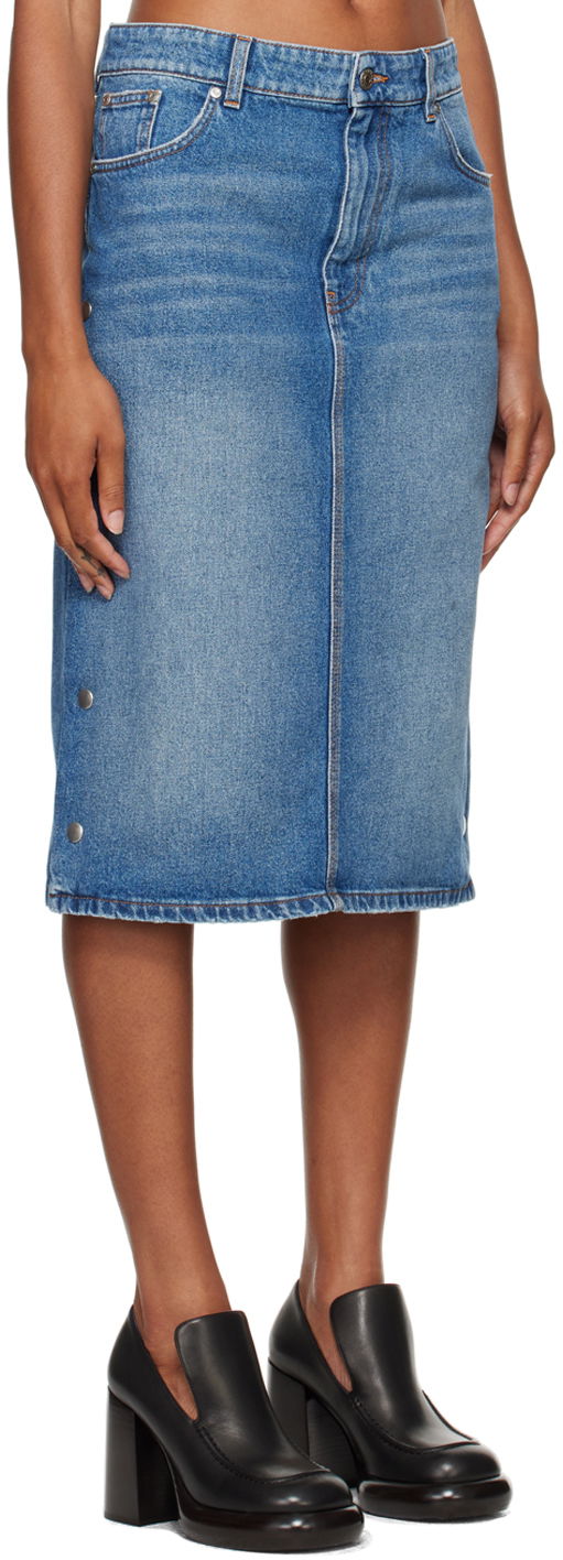 Пола Stella McCartney Snap Denim Midi Skirt Синьо | 6D03293SQH00, 1