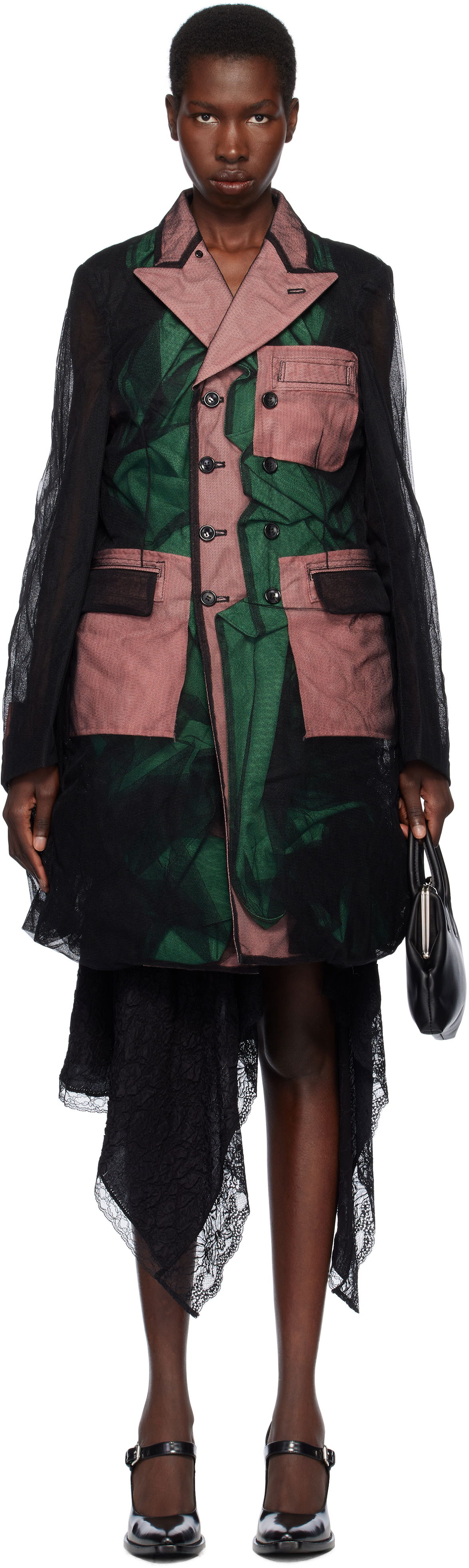 Палта Comme des Garçons Comme des Garçons Homme Plus Tulle & Gabardine Coat Черно | PO-J035-051, 0