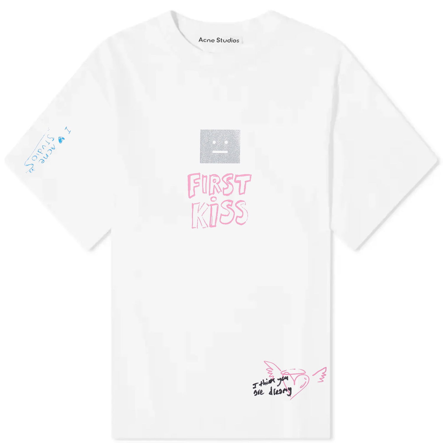 Тениска Acne Studios Exford Scribble Face T-Shirt Бяло | CL0210-183, 0