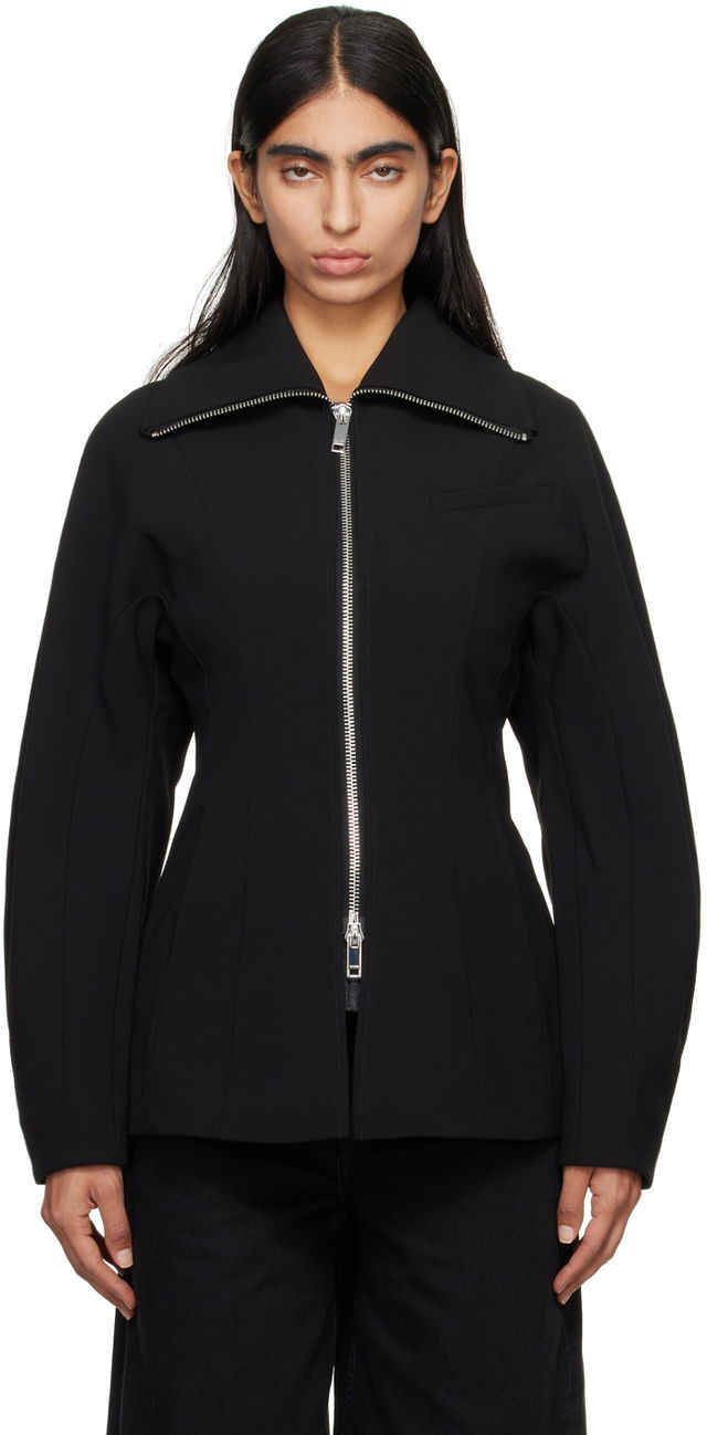 GANNI Bonded Crepe Curve Sleeve Jacket