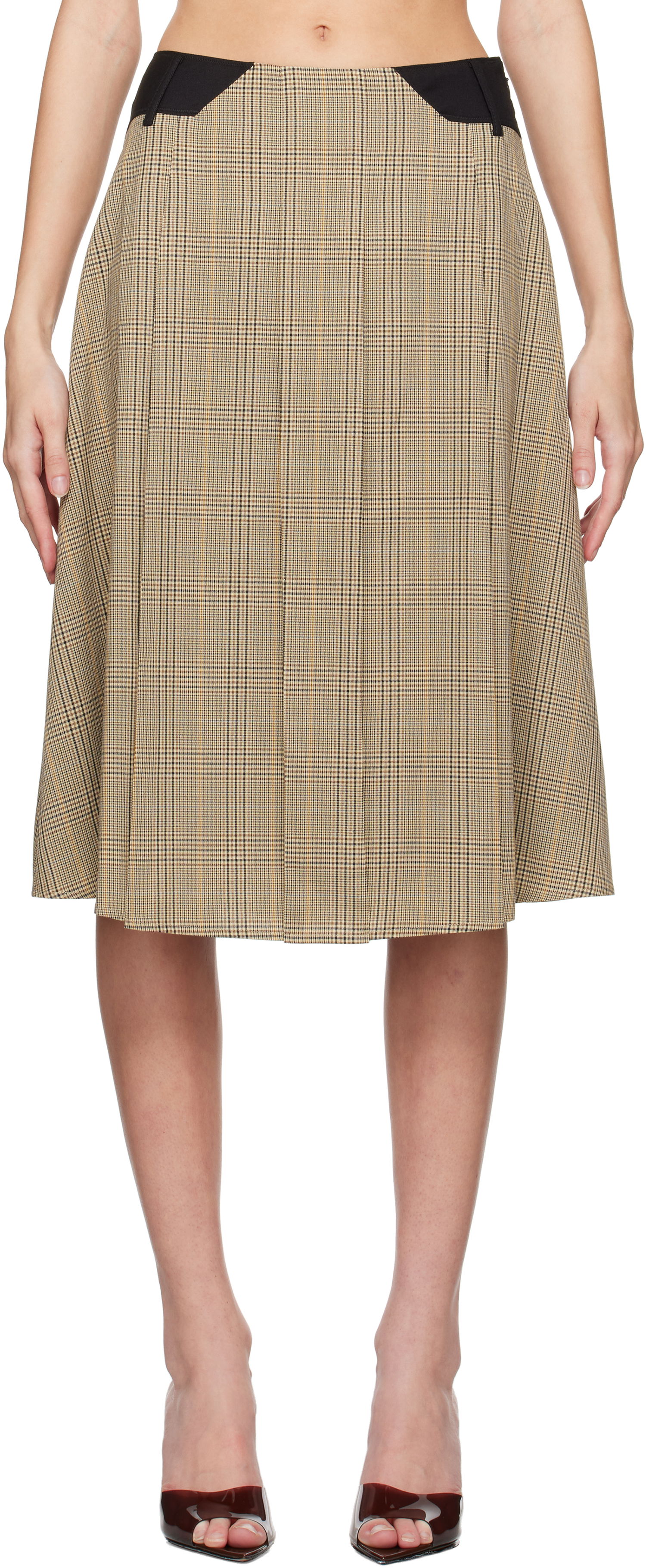 Пола Miaou Miaou Albra Plaid Midi Skirt Бежово | 4055BCWBRC, 0