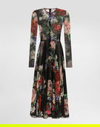 Dolce & Gabbana Floral-Print Chiffon Calf-Length Circle Skirt Dress