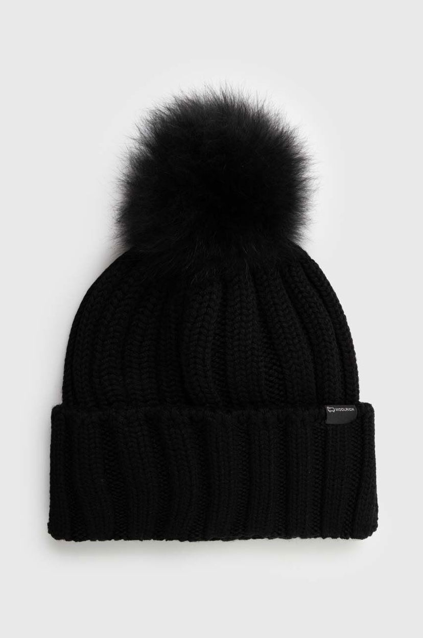 Шапка WOOLRICH Wool Beanie with Pom-Pom Черно | CFWWAC0163FRUF0428