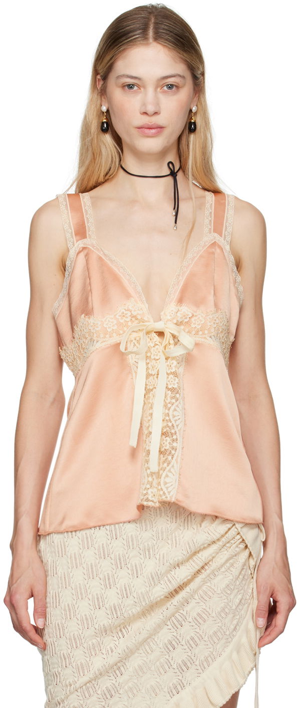 Потник Anna Sui Lace Trim Satin Camisole Розово | 624M23