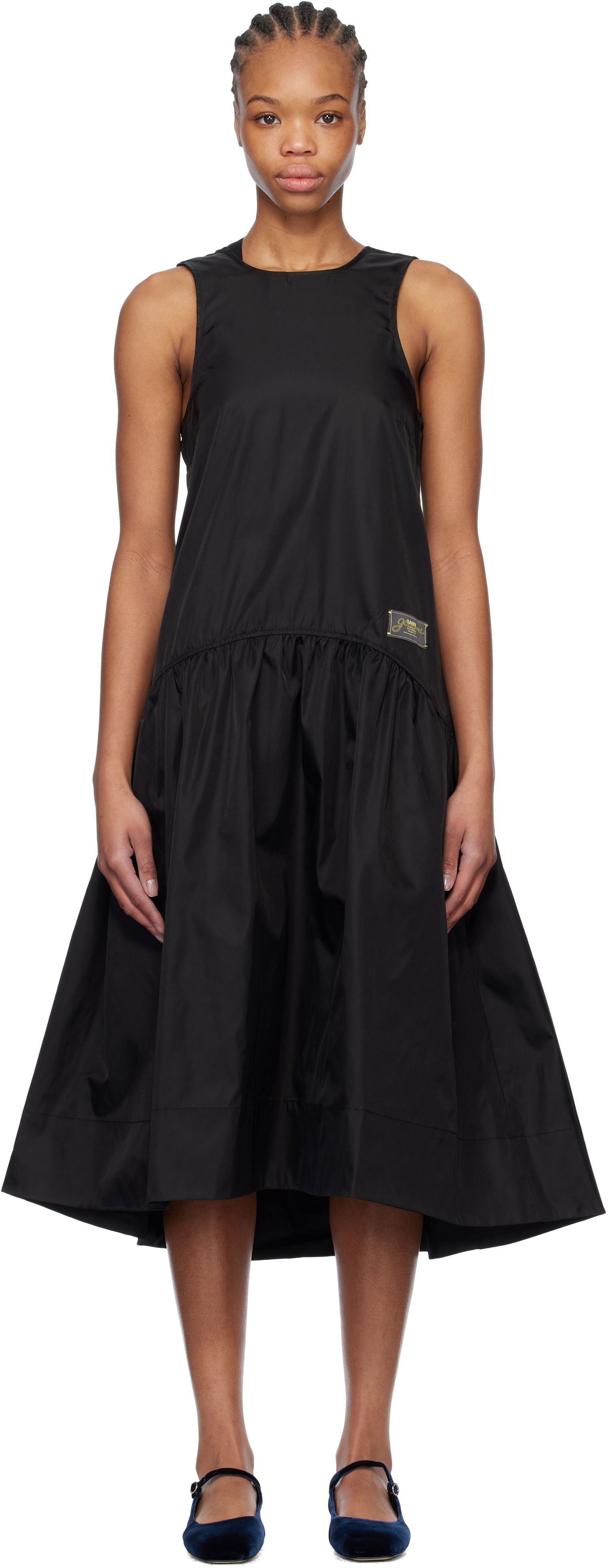 Pокля GANNI GANNI Duchesse Nylon Midi Dress Черно | W0478, 0