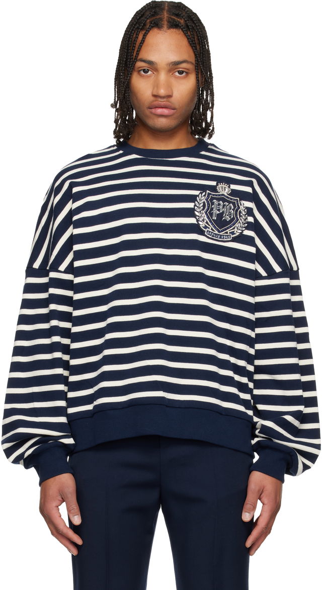 Cotton College Emblem Breton Stripes Sweatshirt
