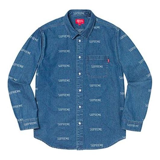 Риза Supreme Logo Print Denim Shirt Синьо | SUP-SS19-962, 0