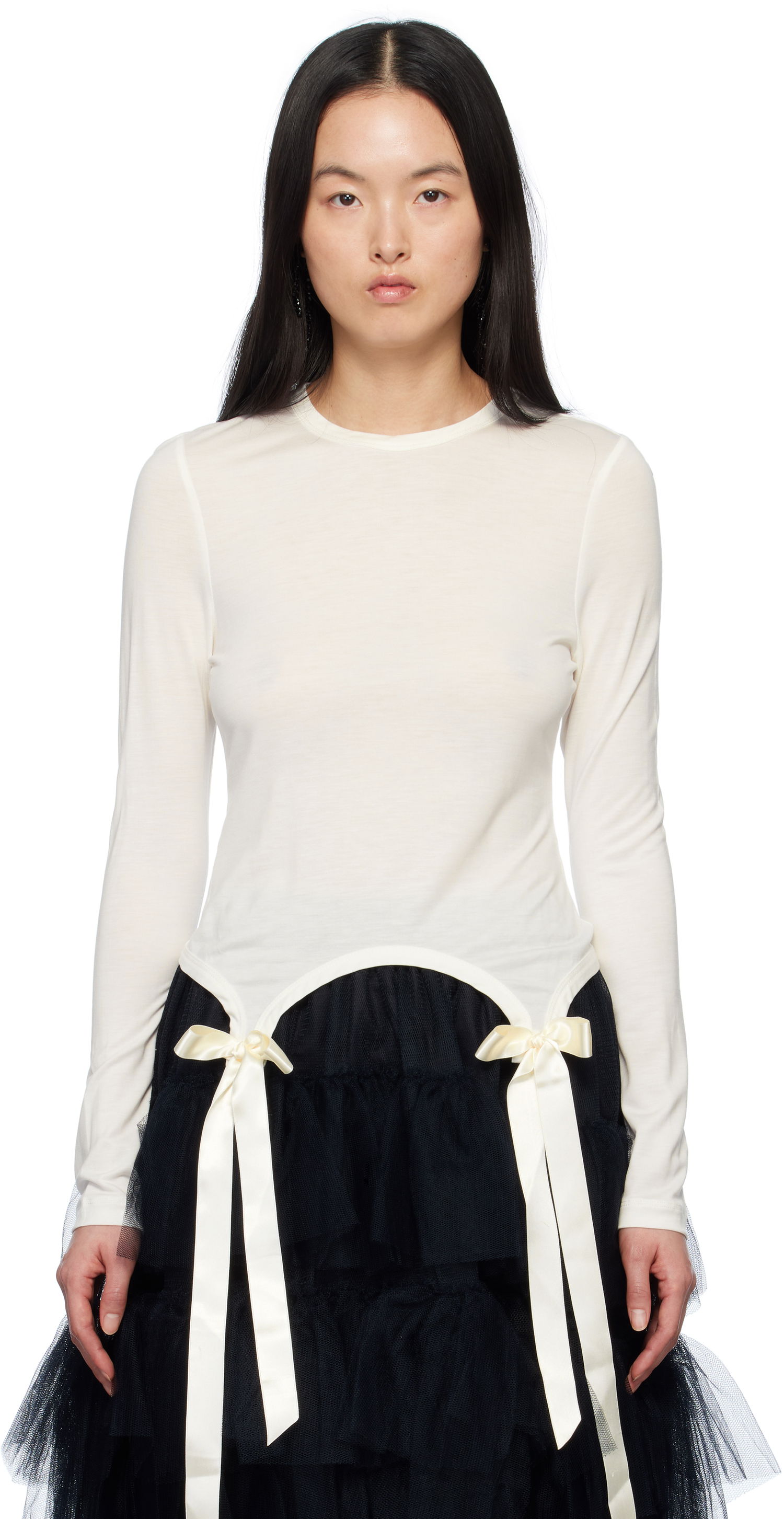 Тениска Simone Rocha Simone Rocha Bow Tail T-Shirt Бяло | 5313 0571, 0
