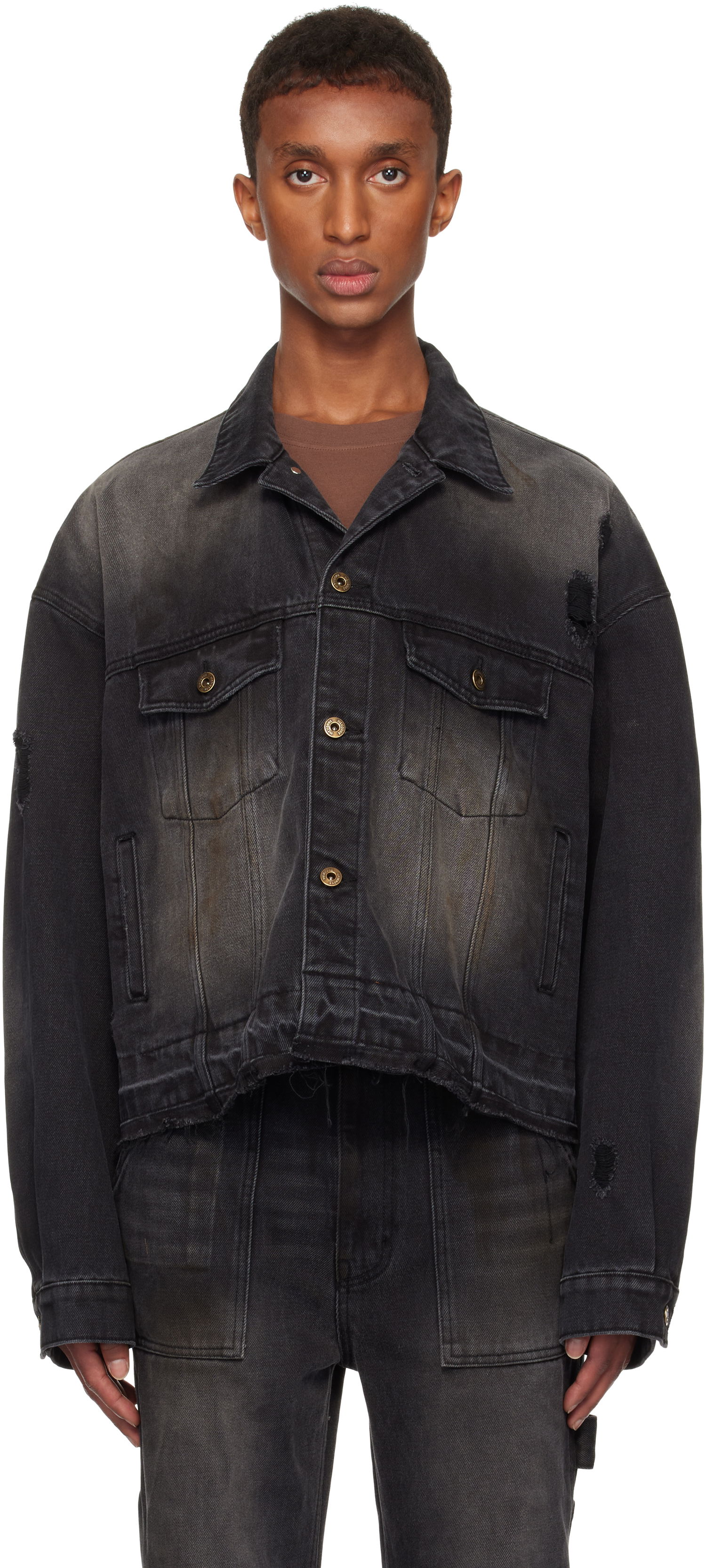 Яке We11done Distressed Denim Jacket Черно | WD-DJ3-24-310-U-BK, 0